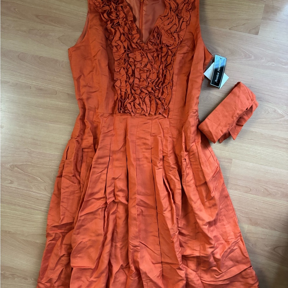 Jessica Howard Orange Sleeveless Dress